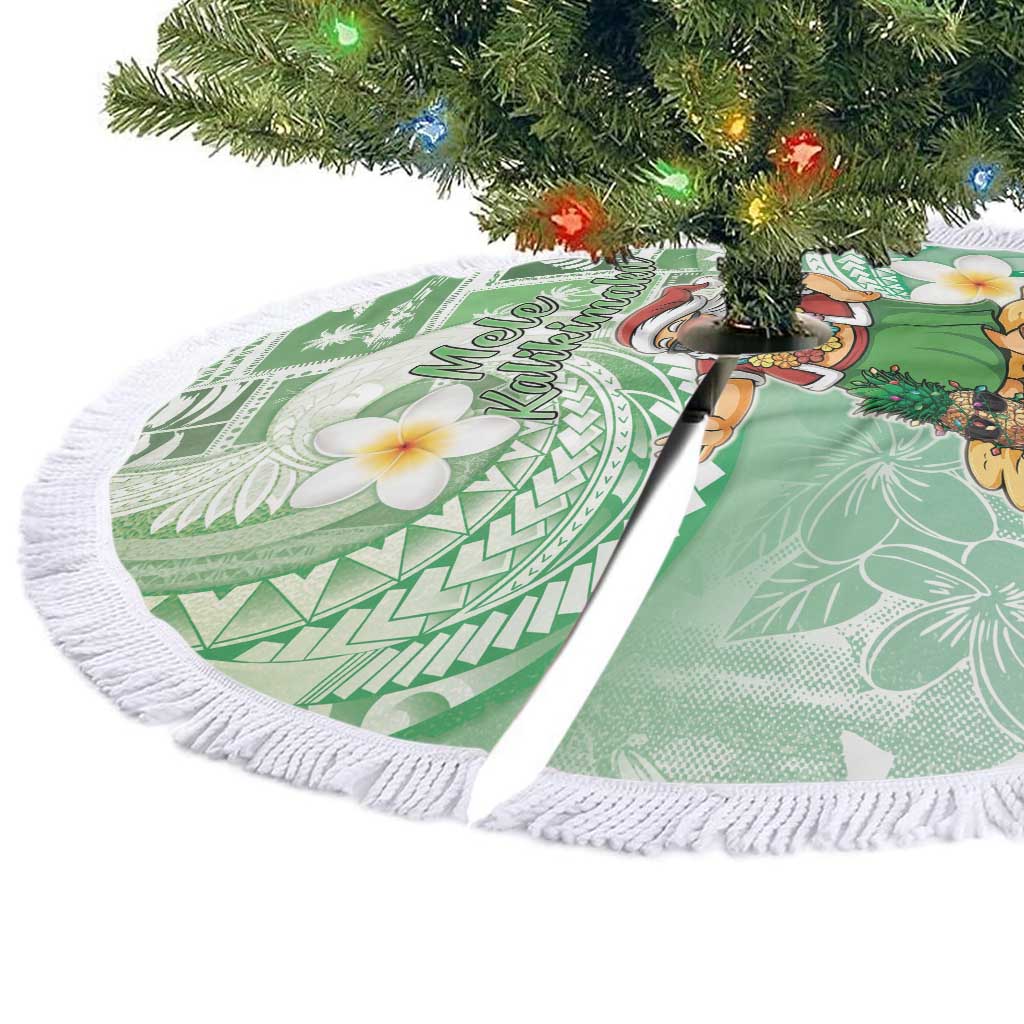 Hawaii Mele Kalikimaka Tree Skirt Hula Santa Retro Style Green LT05 - Polynesian Pride