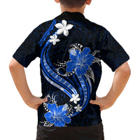 Blue Polynesian Pattern With Tropical Flowers Family Matching Tank Maxi Dress and Hawaiian Shirt LT05 - Polynesian Pride