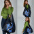 Blue Polynesian Pattern With Tropical Flowers Grocery Bag