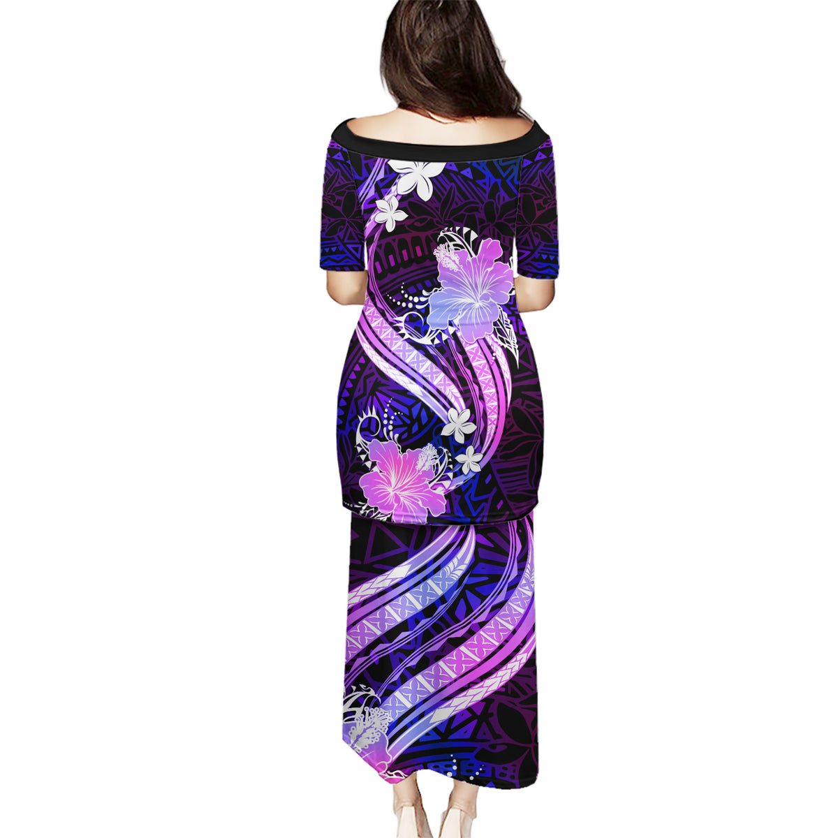 Galaxy Polynesian Pattern With Tropical Flowers Puletasi LT05 - Polynesian Pride