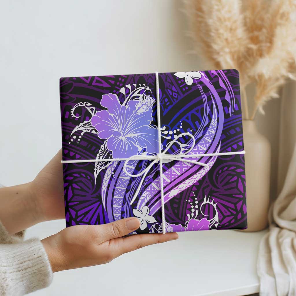 Galaxy Polynesian Pattern With Tropical Flowers Wrapping Paper - Polynesian Pride