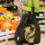 Gold Polynesian Pattern With Tropical Flowers Grocery Bag