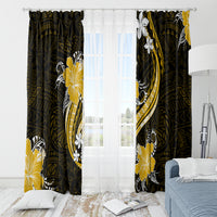 Gold Polynesian Pattern With Tropical Flowers Window Curtain LT05 - Polynesian Pride