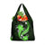 Green Polynesian Pattern With Tropical Flowers Grocery Bag