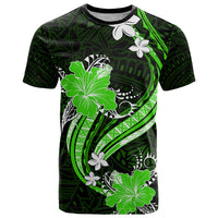 Green Polynesian Pattern With Tropical Flowers T Shirt LT05 Green - Polynesian Pride