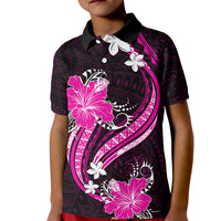 Pink Polynesian Pattern With Tropical Flowers Kid Polo Shirt LT05 Kid Pink - Polynesian Pride