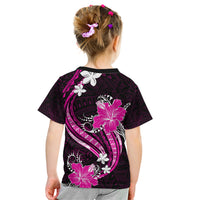 Pink Polynesian Pattern With Tropical Flowers Kid T Shirt LT05 - Polynesian Pride