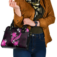 Pink Polynesian Pattern With Tropical Flowers Shoulder Handbag LT05 - Polynesian Pride