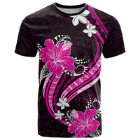 Pink Polynesian Pattern With Tropical Flowers T Shirt LT05 Pink - Polynesian Pride