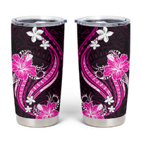 Pink Polynesian Pattern With Tropical Flowers Tumbler Cup