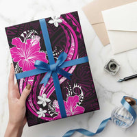 Pink Polynesian Pattern With Tropical Flowers Wrapping Paper - Polynesian Pride