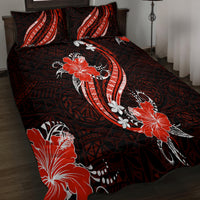 Red Polynesian Pattern With Tropical Flowers Quilt Bed Set LT05 - Polynesian Pride