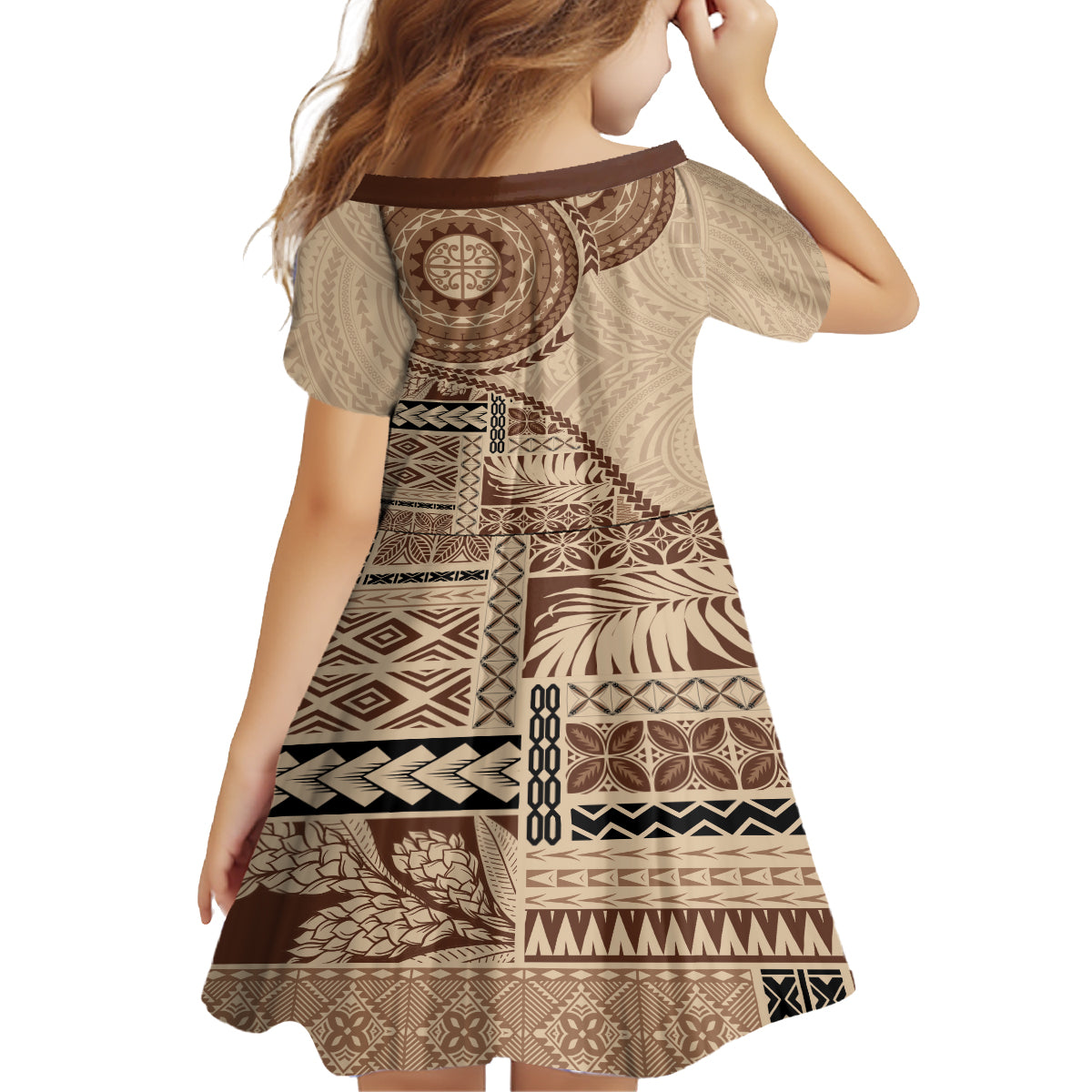 Samoa Siapo Pattern Simple Style Family Matching Puletasi Dress and Hawaiian Shirt LT05 - Polynesian Pride