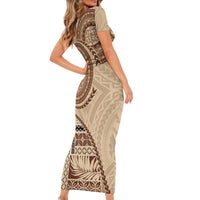 Samoa Siapo Pattern Simple Style Short Sleeve Bodycon Dress LT05 - Polynesian Pride