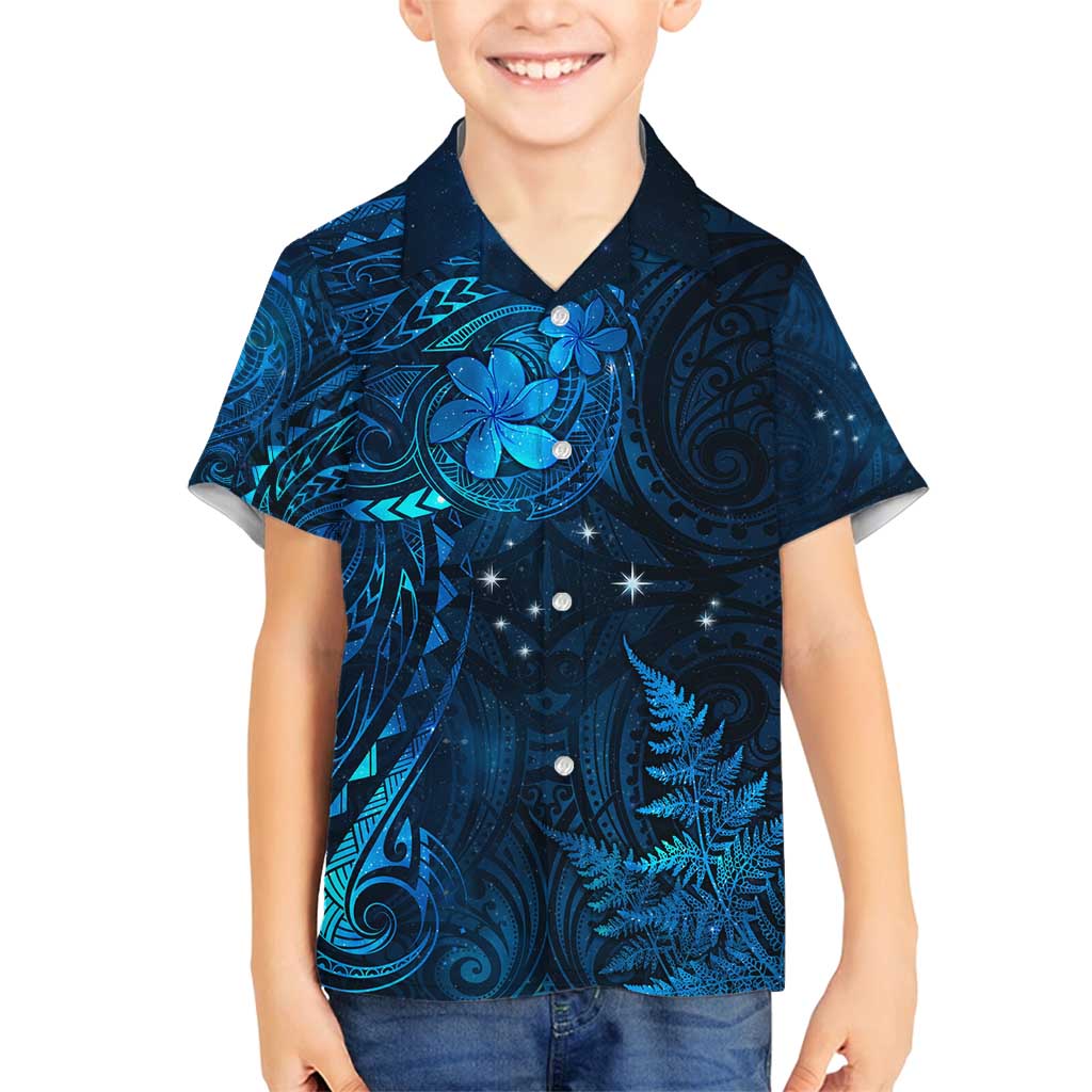 New Zealand Matariki Family Matching Long Sleeve Bodycon Dress and Hawaiian Shirt - Maori New Year LT05 Son's Shirt Blue - Polynesian Pride