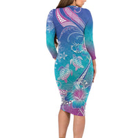 Polynesia Sea Turtle Couple Family Matching Long Sleeve Bodycon Dress and Hawaiian Shirt Love Is Life LT05 - Polynesian Pride