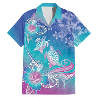 Polynesia Sea Turtle Couple Family Matching Mermaid Dress and Hawaiian Shirt Love Is Life LT05 Dad's Shirt - Short Sleeve Blue - Polynesian Pride