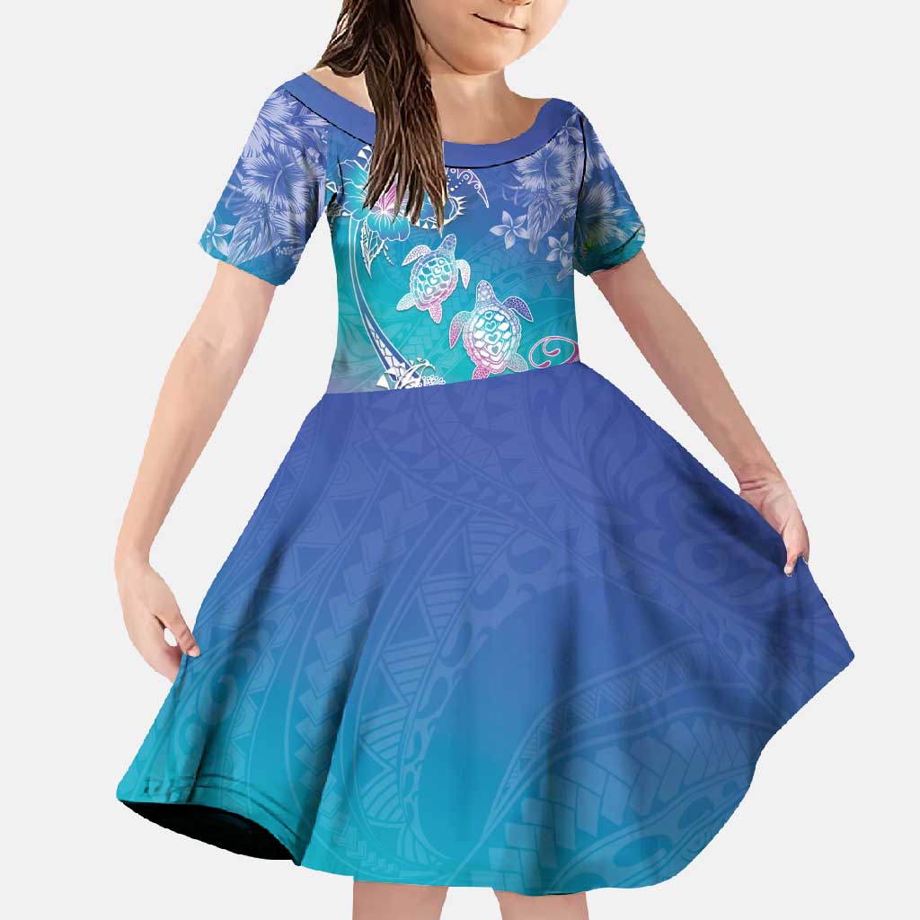 Polynesia Sea Turtle Couple Family Matching Off Shoulder Maxi Dress and Hawaiian Shirt Love Is Life