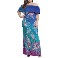 Polynesia Sea Turtle Couple Family Matching Off Shoulder Maxi Dress and Hawaiian Shirt Love Is Life