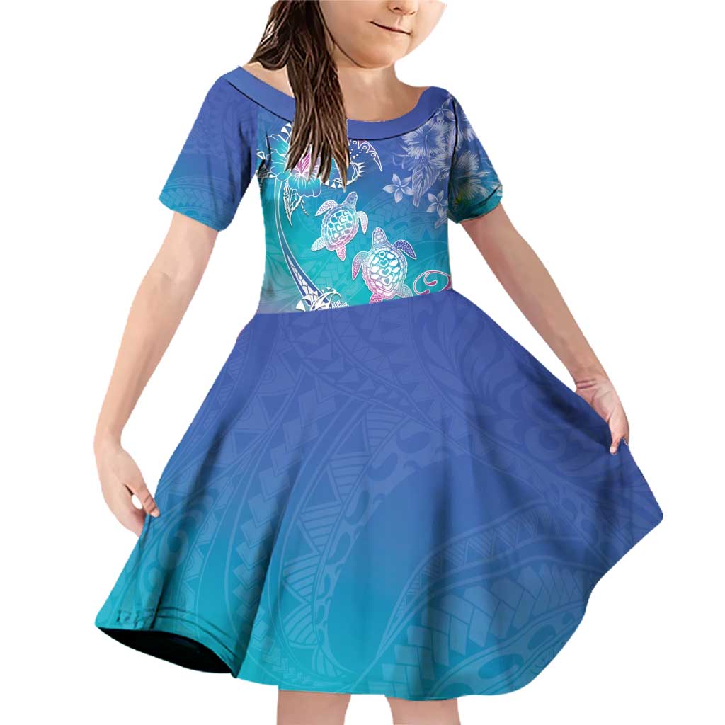 Polynesia Sea Turtle Couple Family Matching Off Shoulder Short Dress and Hawaiian Shirt Love Is Life