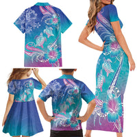 Polynesia Sea Turtle Couple Family Matching Short Sleeve Bodycon Dress and Hawaiian Shirt Love Is Life LT05 - Polynesian Pride