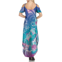 Polynesia Sea Turtle Couple Family Matching Summer Maxi Dress and Hawaiian Shirt Love Is Life