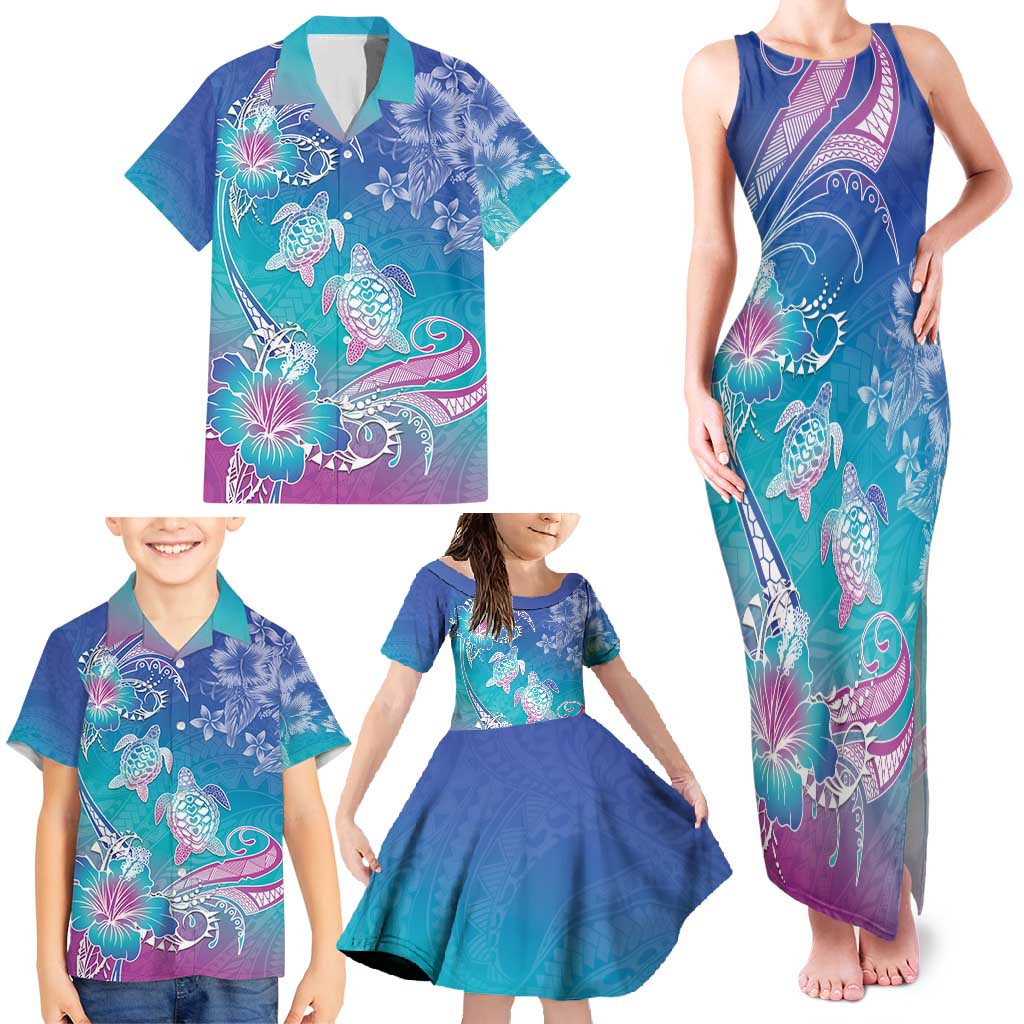 Polynesia Sea Turtle Couple Family Matching Tank Maxi Dress and Hawaiian Shirt Love Is Life LT05 - Polynesian Pride