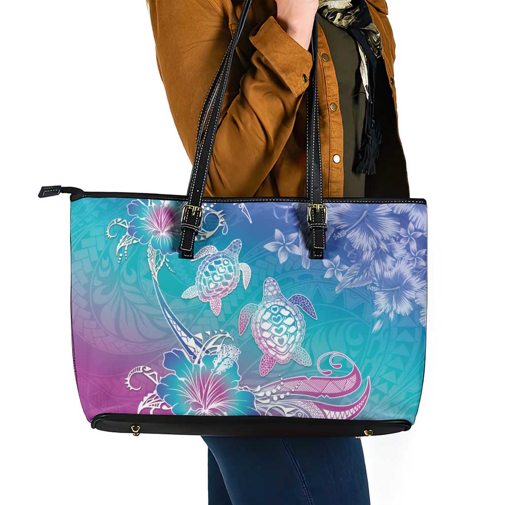 Polynesia Sea Turtle Couple Leather Tote Bag Love Is Life