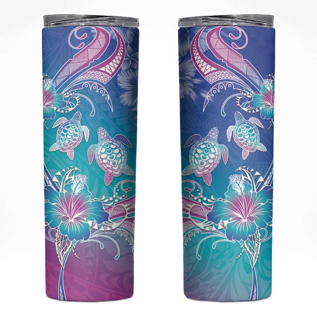 Polynesia Sea Turtle Couple Skinny Tumbler Love Is Life LT05 Blue - Polynesian Pride