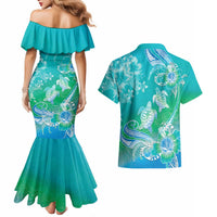 Polynesia Sea Turtle Couple Couples Matching Mermaid Dress and Hawaiian Shirt I Am Turtley In Love With You LT05 - Polynesian Pride