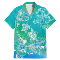 Polynesia Sea Turtle Couple Family Matching Mermaid Dress and Hawaiian Shirt I Am Turtley In Love With You LT05 Dad's Shirt - Short Sleeve Turquoise - Polynesian Pride