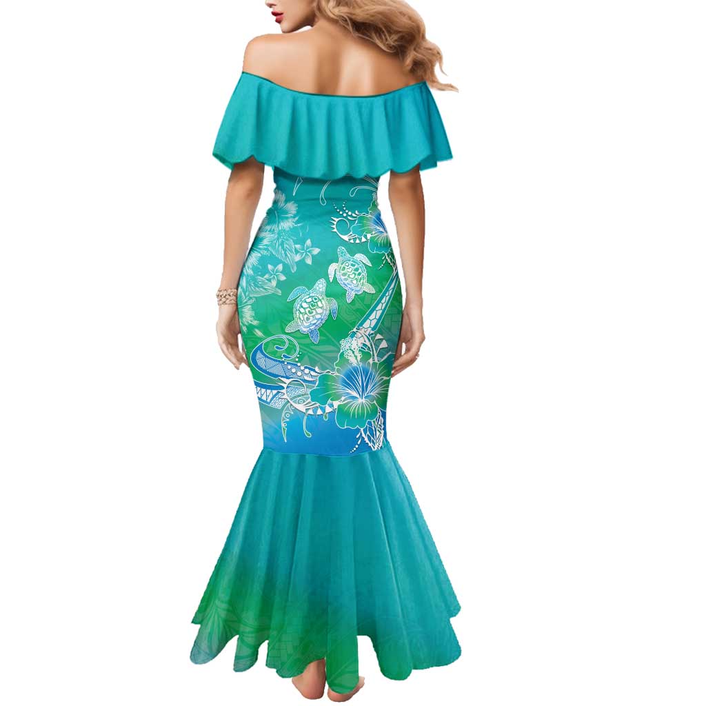 Polynesia Sea Turtle Couple Family Matching Mermaid Dress and Hawaiian Shirt I Am Turtley In Love With You LT05 - Polynesian Pride