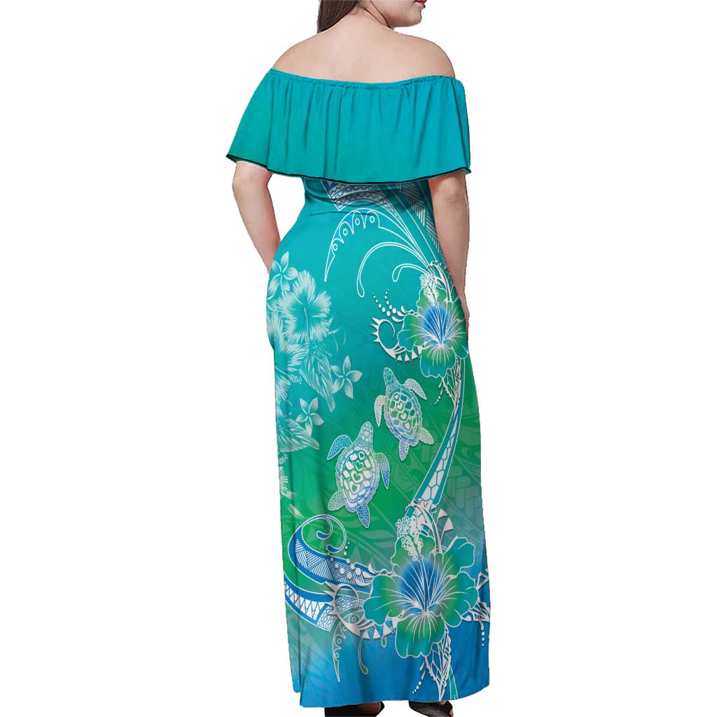 Polynesia Sea Turtle Couple Family Matching Off Shoulder Maxi Dress and Hawaiian Shirt I Am Turtley In Love With You LT05 - Polynesian Pride