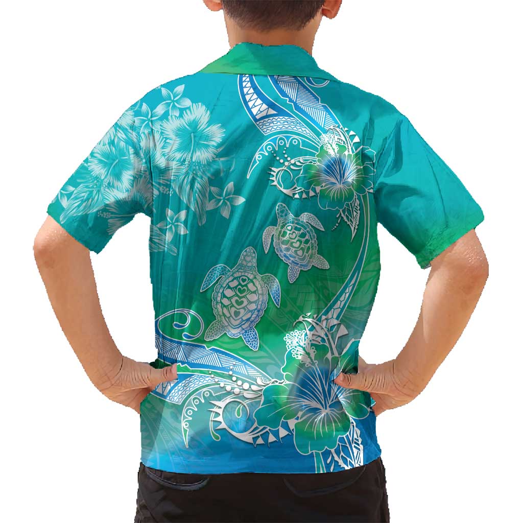 Polynesia Sea Turtle Couple Family Matching Off Shoulder Short Dress and Hawaiian Shirt I Am Turtley In Love With You LT05 - Polynesian Pride
