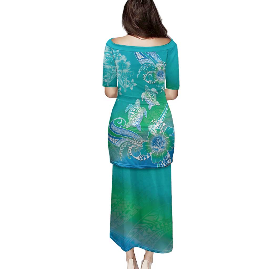 Polynesia Sea Turtle Couple Family Matching Puletasi and Hawaiian Shirt I Am Turtley In Love With You LT05 - Polynesian Pride