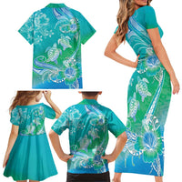 Polynesia Sea Turtle Couple Family Matching Short Sleeve Bodycon Dress and Hawaiian Shirt I Am Turtley In Love With You LT05 - Polynesian Pride