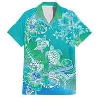 Polynesia Sea Turtle Couple Family Matching Short Sleeve Bodycon Dress and Hawaiian Shirt I Am Turtley In Love With You LT05 Dad's Shirt - Short Sleeve Turquoise - Polynesian Pride