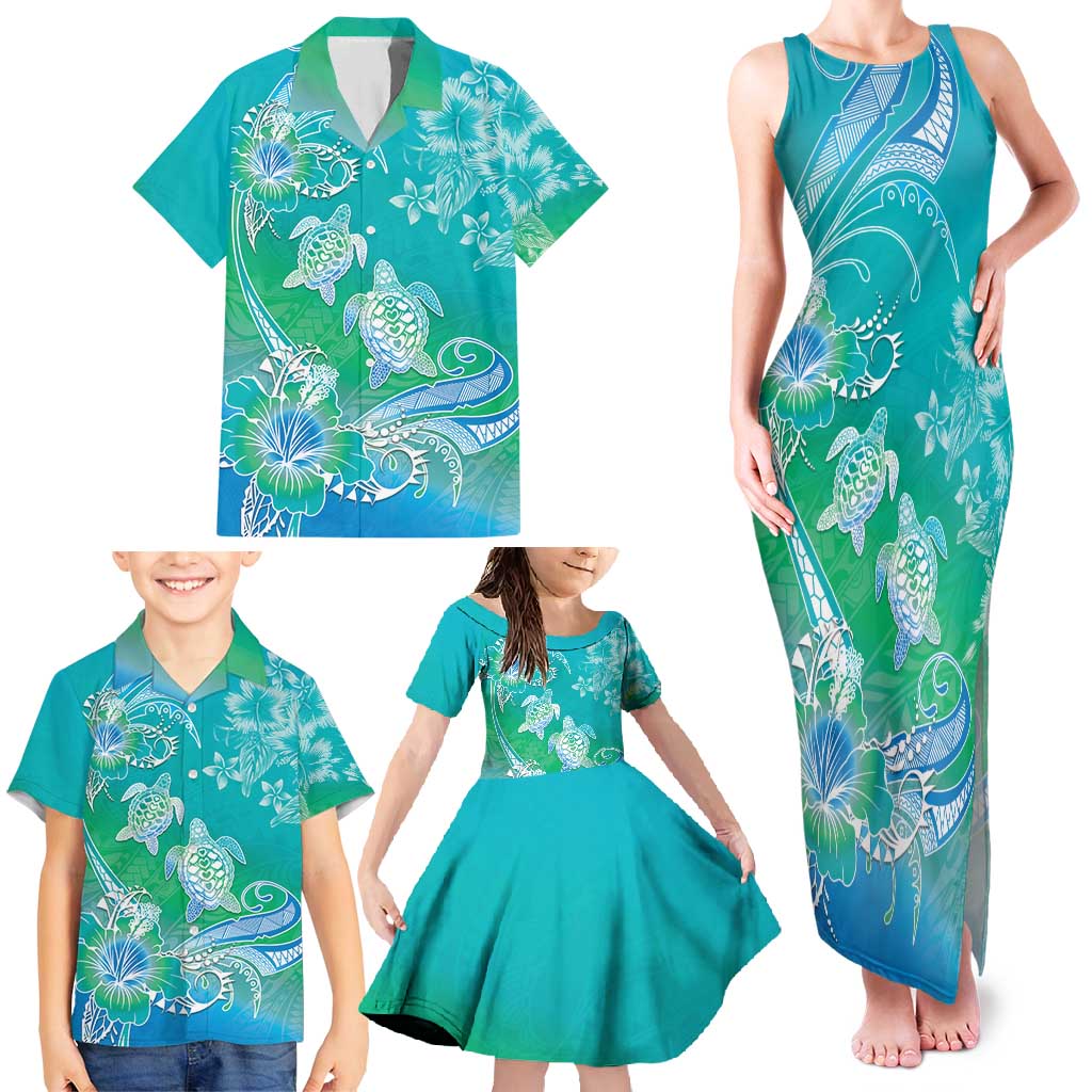 Polynesia Sea Turtle Couple Family Matching Tank Maxi Dress and Hawaiian Shirt I Am Turtley In Love With You LT05 - Polynesian Pride