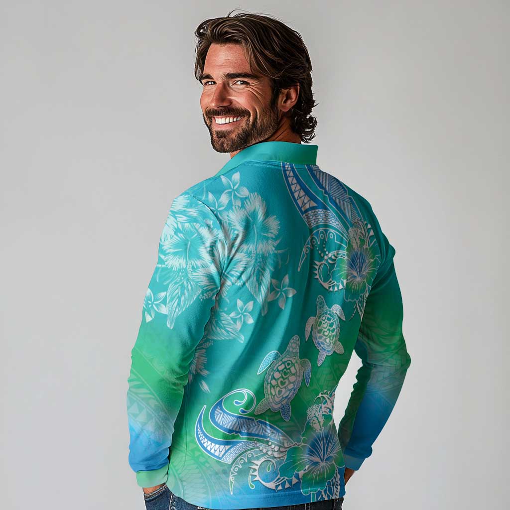 Polynesia Sea Turtle Couple Long Sleeve Polo Shirt I Am Turtley In Love With You