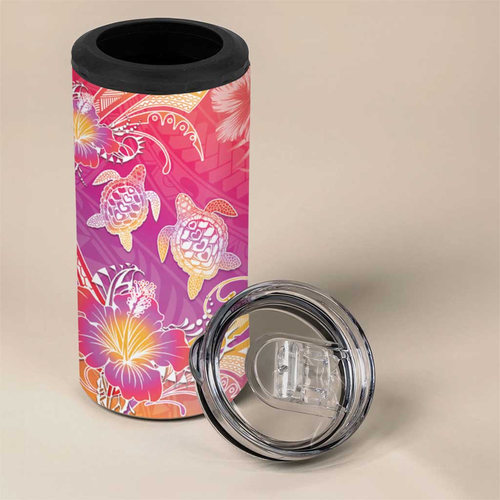 Polynesia Sea Turtle Couple 4 in 1 Can Cooler Tumbler One Soul One Love