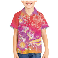 Polynesia Sea Turtle Couple Family Matching Mermaid Dress and Hawaiian Shirt One Soul One Love LT05 Son's Shirt Red - Polynesian Pride
