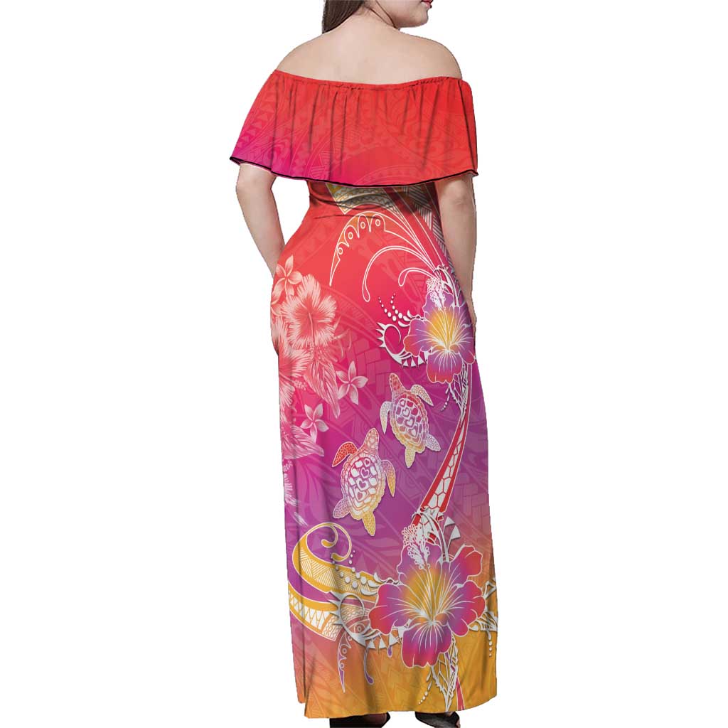 Polynesia Sea Turtle Couple Family Matching Off Shoulder Maxi Dress and Hawaiian Shirt One Soul One Love LT05 - Polynesian Pride