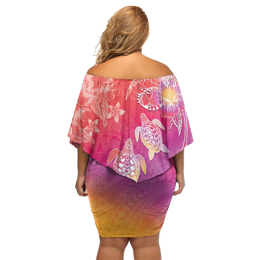 Polynesia Sea Turtle Couple Family Matching Off Shoulder Short Dress and Hawaiian Shirt One Soul One Love LT05 - Polynesian Pride
