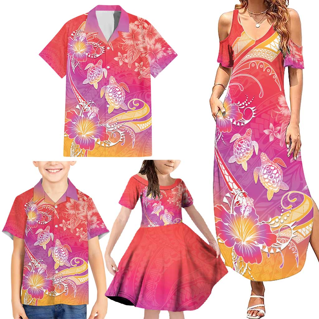 Polynesia Sea Turtle Couple Family Matching Summer Maxi Dress and Hawaiian Shirt One Soul One Love LT05 - Polynesian Pride