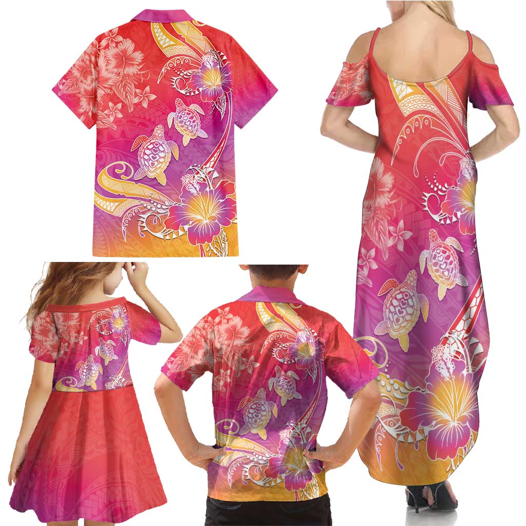 Polynesia Sea Turtle Couple Family Matching Summer Maxi Dress and Hawaiian Shirt One Soul One Love LT05 - Polynesian Pride