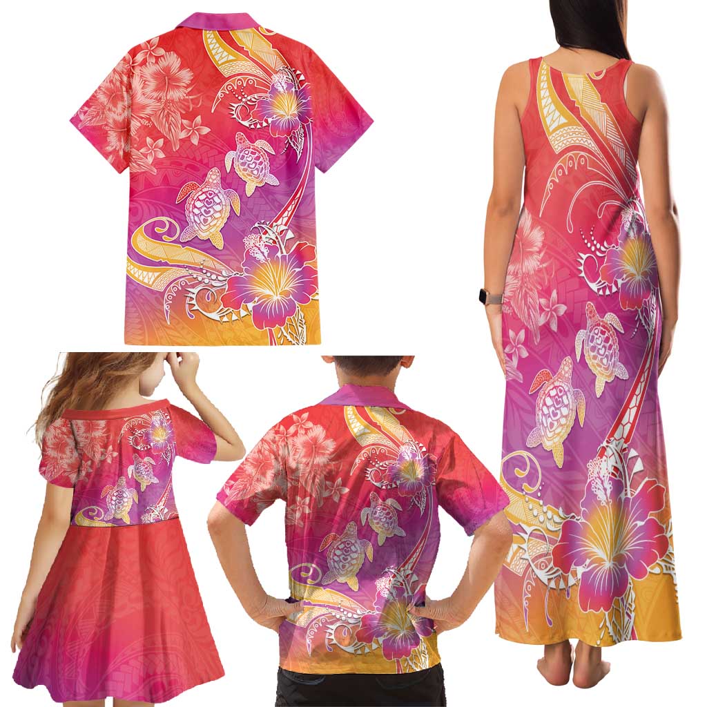 Polynesia Sea Turtle Couple Family Matching Tank Maxi Dress and Hawaiian Shirt One Soul One Love LT05 - Polynesian Pride
