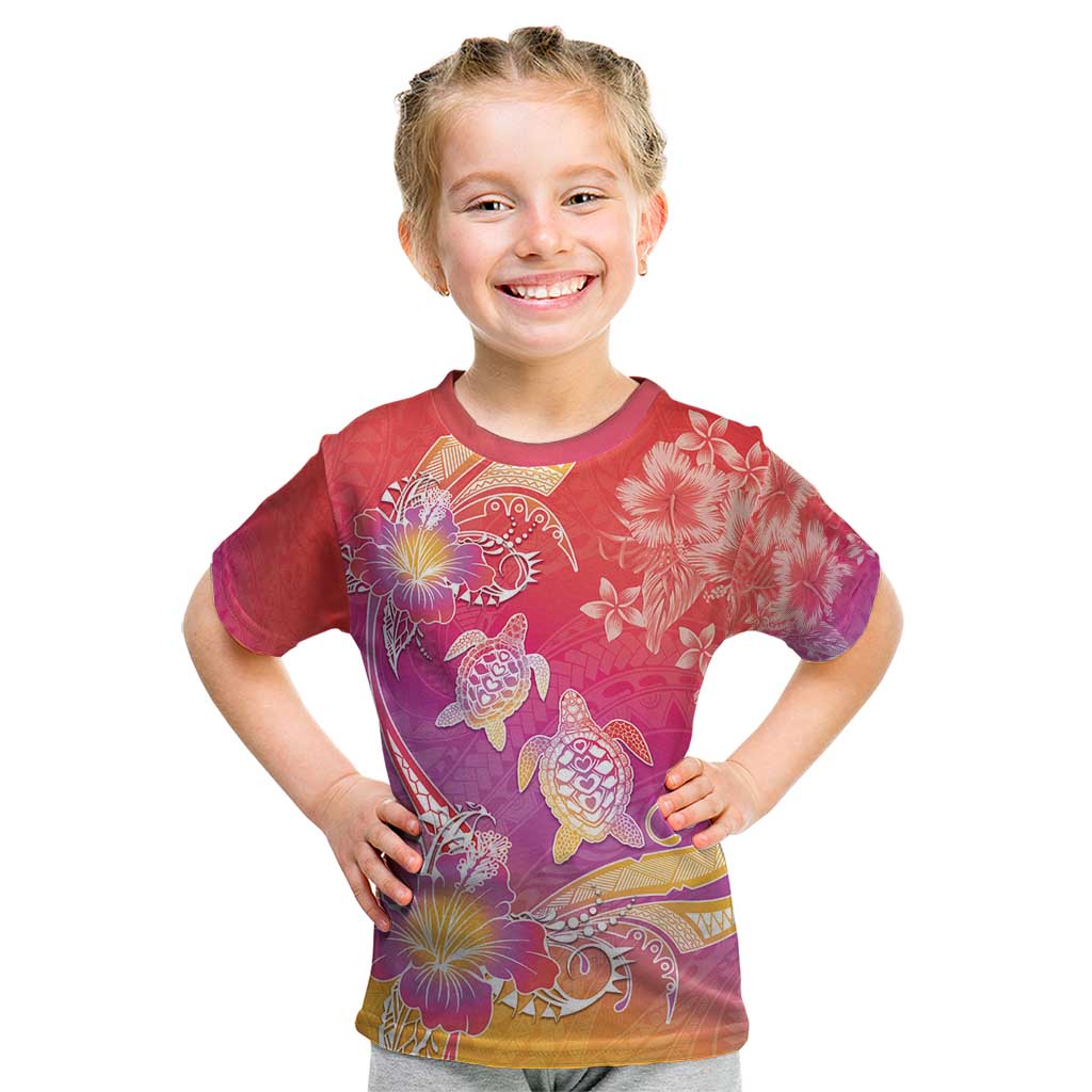 Polynesia Sea Turtle Couple Kid T Shirt One Soul One Love