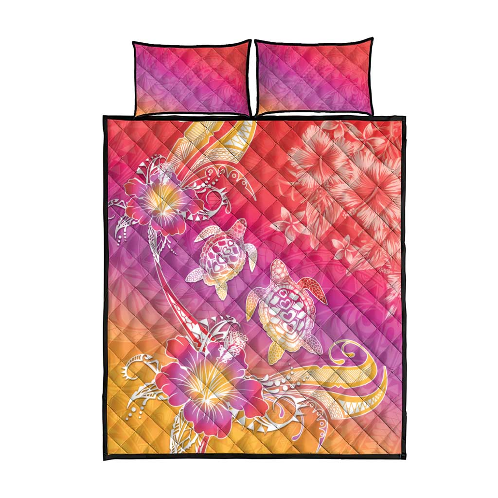 Polynesia Sea Turtle Couple Quilt Bed Set One Soul One Love