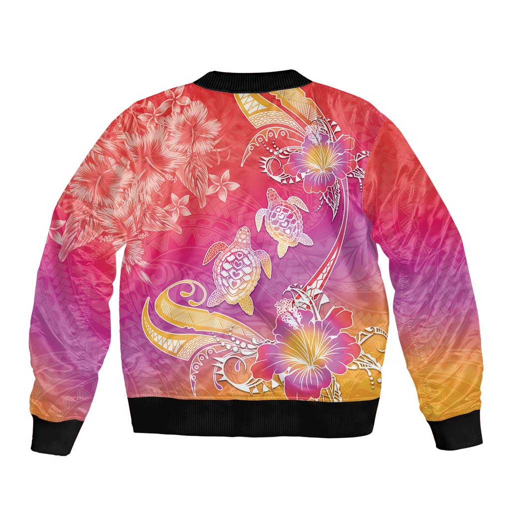 Polynesia Sea Turtle Couple Sleeve Zip Bomber Jacket One Soul One Love