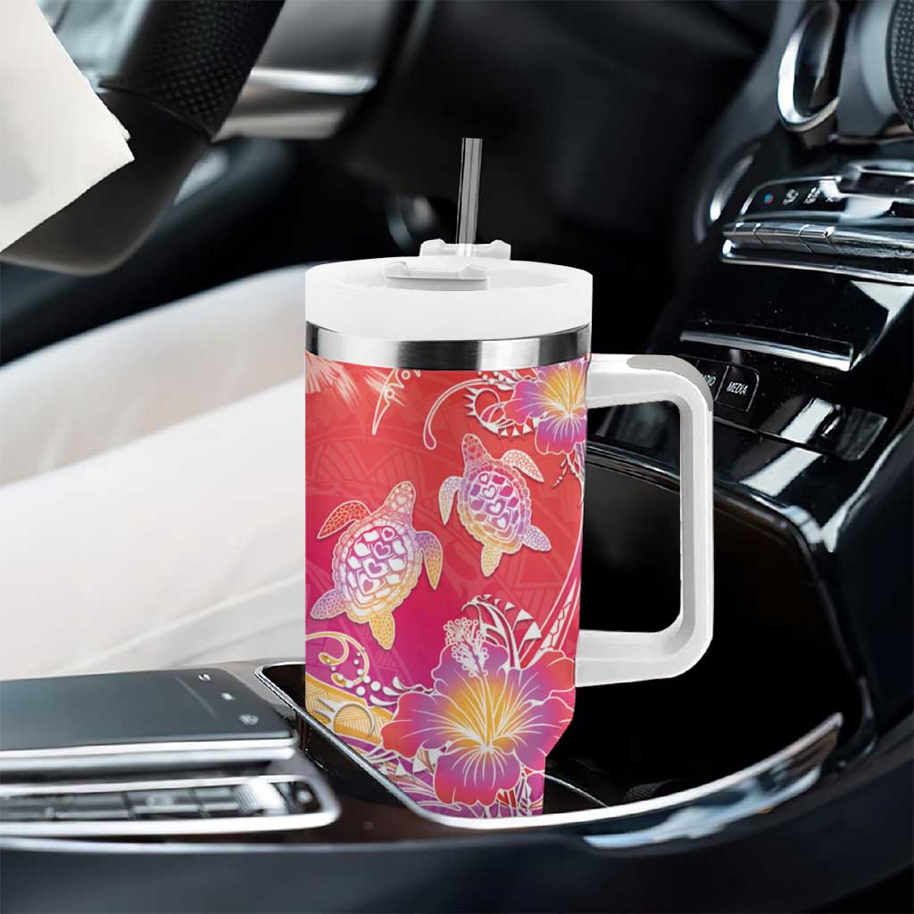 Polynesia Sea Turtle Couple Tumbler With Handle One Soul One Love